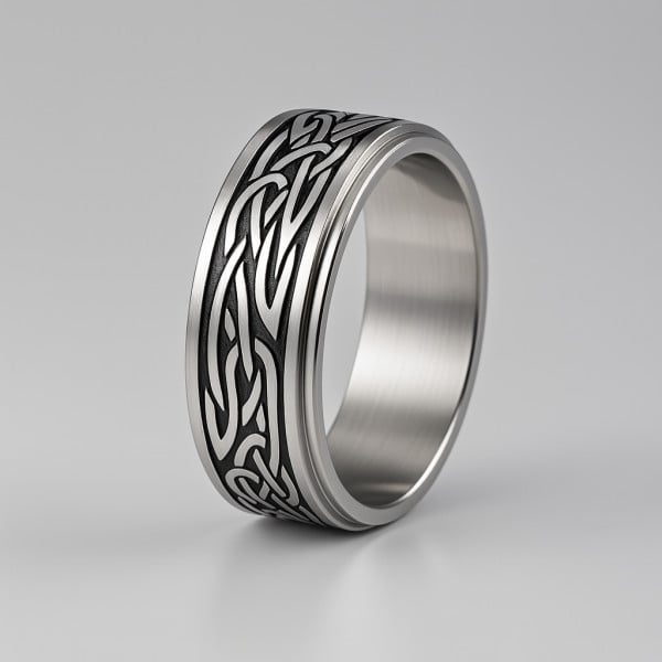 M Bague homme anneau tournant antistress acier noeud celtique