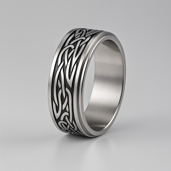 M Bague homme anneau tournant antistress acier noeud celtique