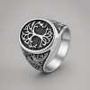 Bague homme acier chevaliere arbre de vie resine noir