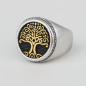 Bague homme acier chevaliere arbre de vie celtique