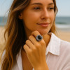 Bague argent ouvert chevaliere homme onyx ovale noire