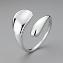 Bague ouverte argent goutte eau polie