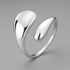 Anillo abierto gota de agua pulida plata