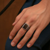 Bague argent ouvert chevalière homme onyx noire