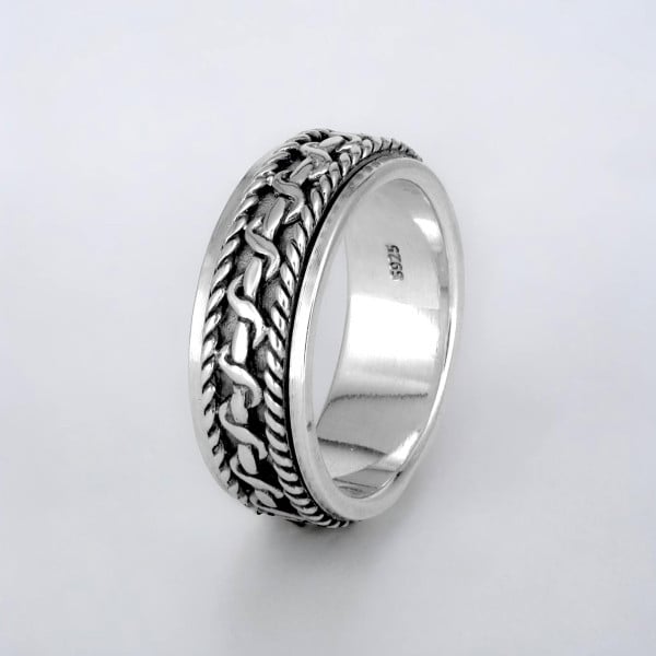 Bague argent homme anneau tournant celtique