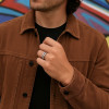 Bague homme chaine argent rhodie
