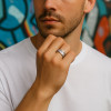 Bague homme argent anti stress tournante motif grecque