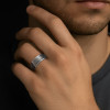 Bague argent tresse tournant anti-stress homme