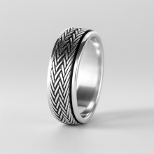 Anti-Stress-Ring aus Silber mit rotierendem Geflecht für Herren