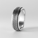 Anti-Stress-Ring aus Silber mit rotierendem Geflecht für Herren