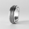 Bague argent tresse tournant anti-stress homme