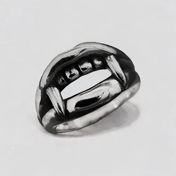 Herren Silberring Ritter Vampir Mund