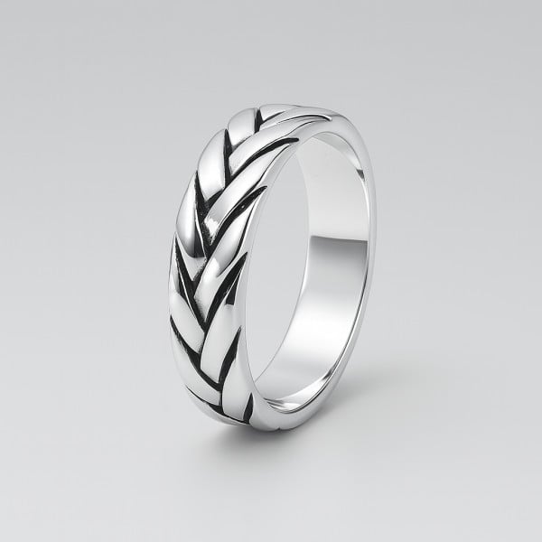 Anillo hombre trenza plata