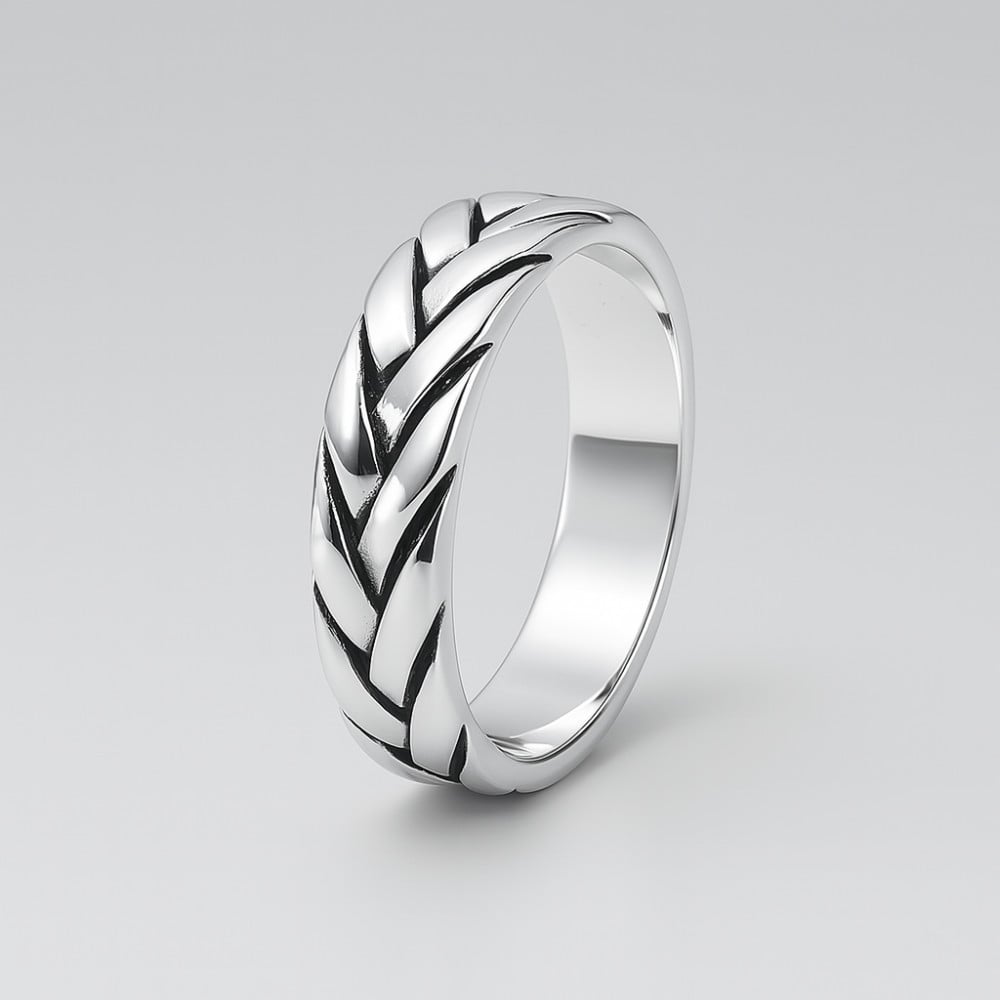 Anillo hombre trenza plata