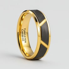 Anillo de bodas de tungsteno negro ranurado