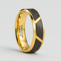 6mm Bague personnalisee homme anneau tungstene noir brosse rainure