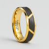 6mm Bague personnalisee homme anneau tungstene noir brosse rainure