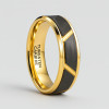 6mm Bague personnalisee homme anneau tungstene noir brosse rainure