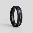 Anillo de tungsteno negro ranurado – Alianza unisex personalizable