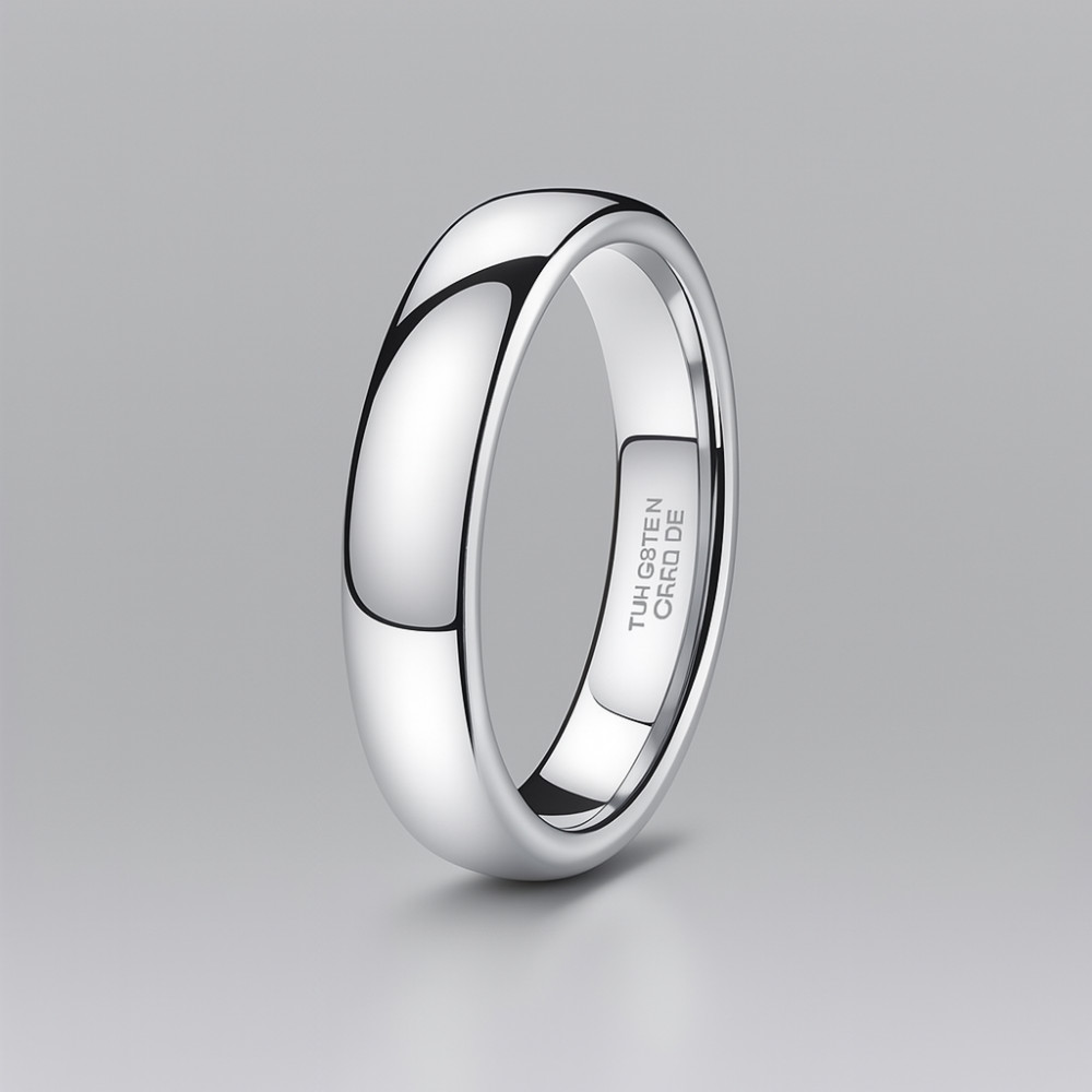 Blanc Bague tungstène alliance 4mm lisse