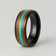 Anillo personalizado anillo de madera de ópalo de tungsteno para hombre