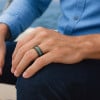 Bague personnalisee anneau homme tungstene bois opale