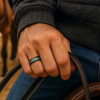 Personalized ring men's tungsten opal wood ring