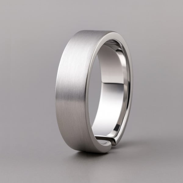 Bague ouverte homme anneau argent finition brosse