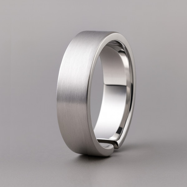 Bague ouverte homme anneau argent finition brosse