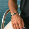 Bracelet homme ceramique noir chaine plaque or magnetique