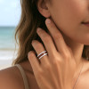 Bague céramique blanche ligne bois