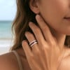 Bague céramique blanche ligne bois