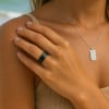 Bague mariage ceramique noire brosse personnalisable