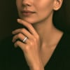 Bague ceramique blanche ligne sablée