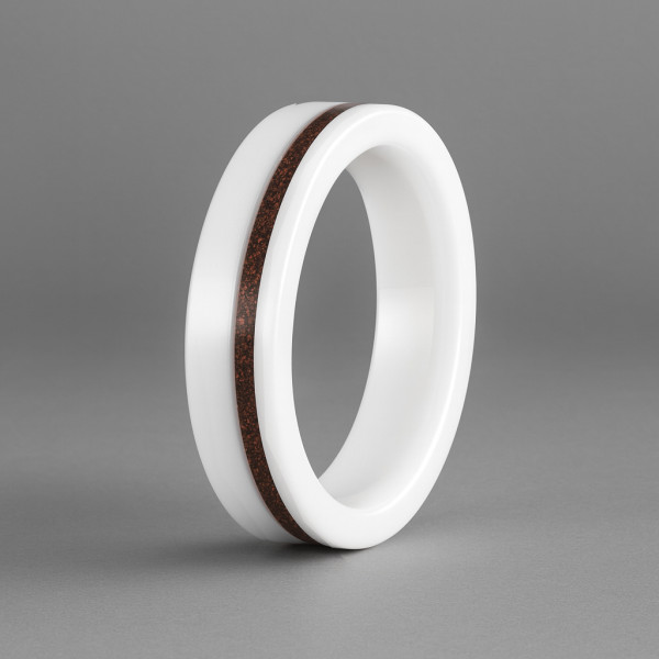 Bague ceramique blanche ligne sablée
