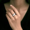 V Bague mariage ceramique noire abalone nacre