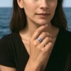 V Bague mariage ceramique noire abalone nacre