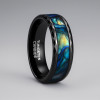 6mm Bague couple personnalisee tungstene noir nacre abalone