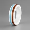 Bague céramique blanche ligne bois
