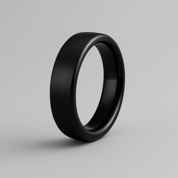 B4 Bague personnalisee alliance dome ceramique noire