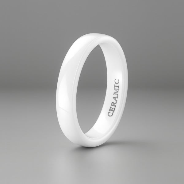 B4 Bague personnalisee alliance dome ceramique noire