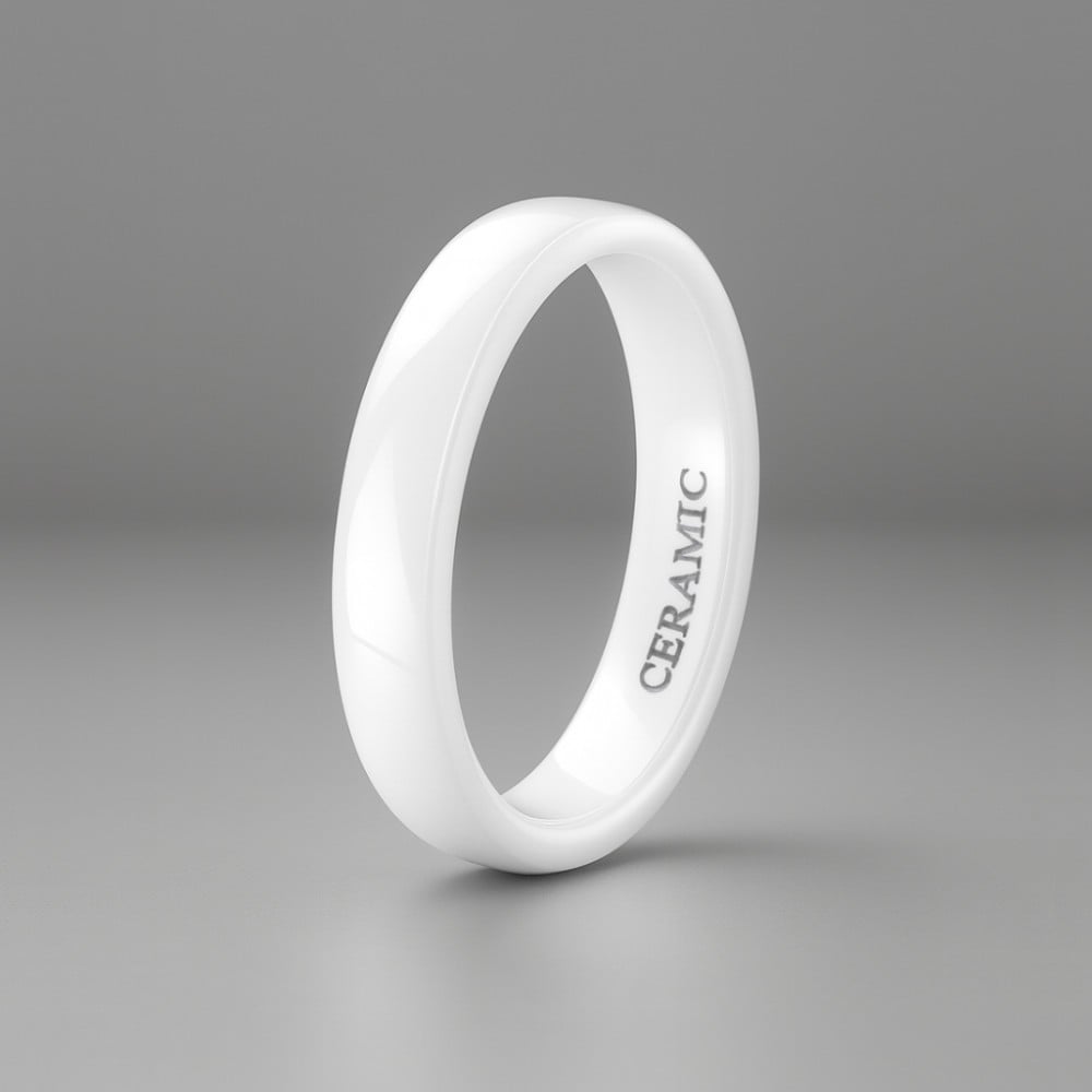 Bague Femme Céramique Blanche Et Acier Inoxydable - Zircons - Taille 62 (USA 10) - Budget Beauté