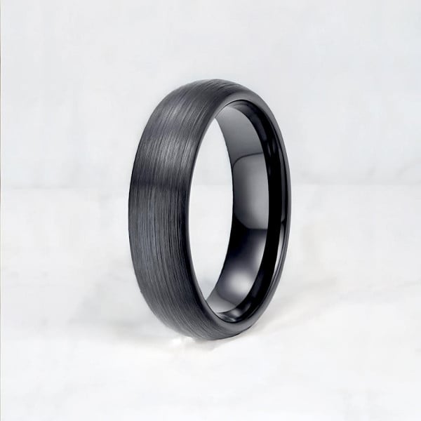 8mm Bague mariage ceramique dome brosse personnalisable