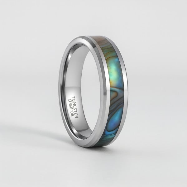 Bague mariage personnalisee homme tungstene nacre abalone