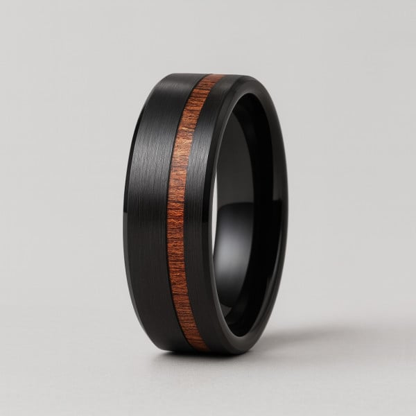 Bague personnalisee homme anneau tungstene ligne bois