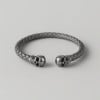 Bracelet jonc cuir tressé tête de mort