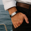 Bracelet personnalise homme caoutchouc noir gravure 2 lignes