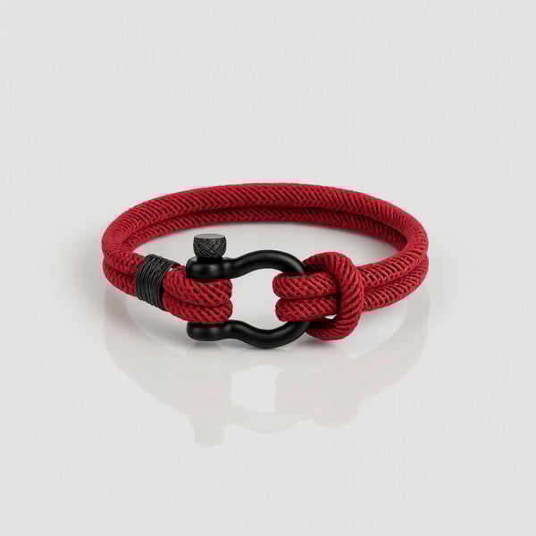 Bracelet homme corde fermoir manille marin acier