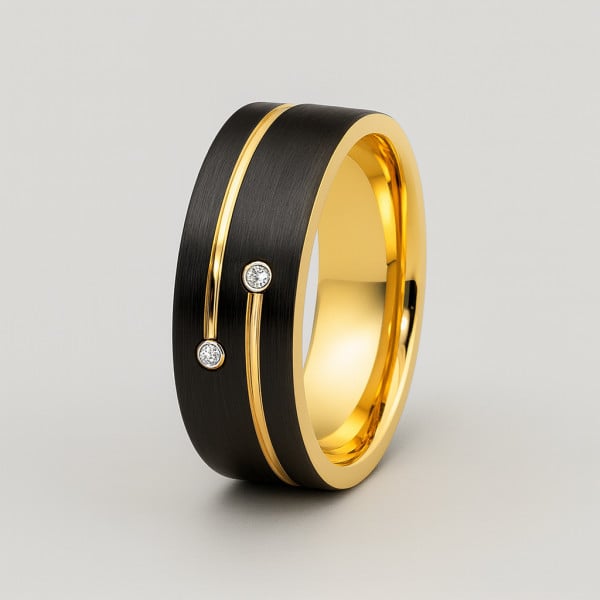 Customizable tungsten groove men's wedding ring