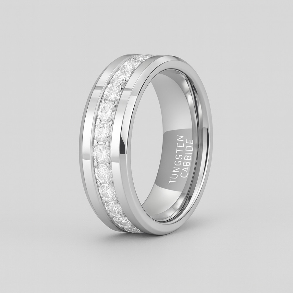 Bague mariage tungstene zirconium finition miroir alliance personnalisable